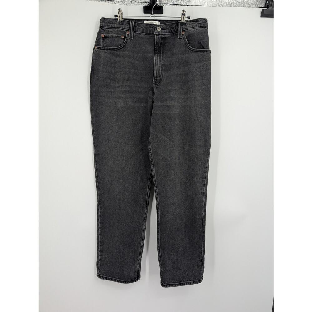 Abercrombie & Fitch The 90's Straight Ultra High Rise Curve Love 32 Black Denim